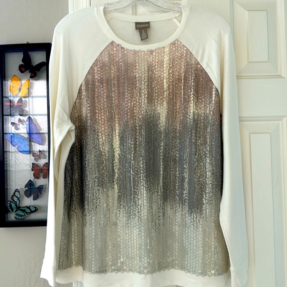 Chico’s NEW Sequin Pullover Top